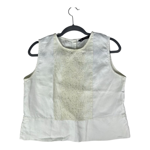ZARA Women’s‎ Sleeveless Embroidered 100% Linen Top in Size L - Picture 1 of 7